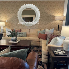 Luxury Wall Mirror | Selenite Mirror | Elegant Makeup & Vanity Design | High Quality Wavy Reflection Decor Unique Handicrafts IND