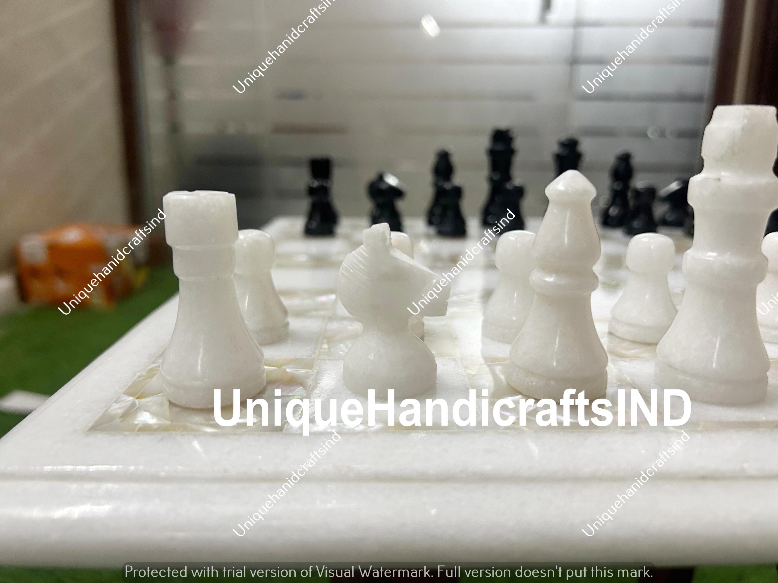 Stone Chess Board, Marble Chess Set, Inlay Chess Board, Mop Shell Chess Board, Stone Chess Board With Chess Pieces Christmas Gifts Unique Handicrafts IND