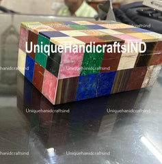 Luxury Marble Jewelry Box Multi Color Inlay Stone Mosaic Arts/Marble Inlay Trinket Box, Marble Inlay Home & Living Gift item/Marble Box Gift Unique Handicrafts IND