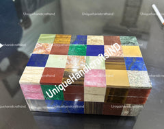 Luxury Marble Jewelry Box Multi Color Inlay Stone Mosaic Arts/Marble Inlay Trinket Box, Marble Inlay Home & Living Gift item/Marble Box Gift Unique Handicrafts IND