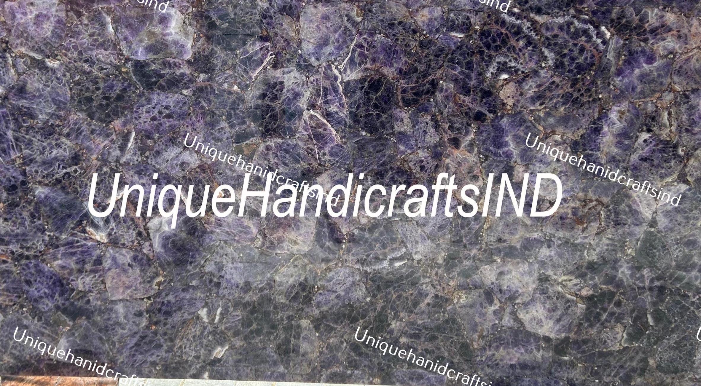 Big Size Dining Table Top, Coffee Table Top, Balcony Table, Natural Amethyst Counter Top for Modern Kitchen Unique Handicrafts IND
