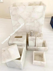 Quartz Stone Bathroom sets  for vanity Decor / Bathroom Accessories For Home & Hotel Bathroom Decor / Soap Dispenser / Tissue box Unique Handicrafts IND