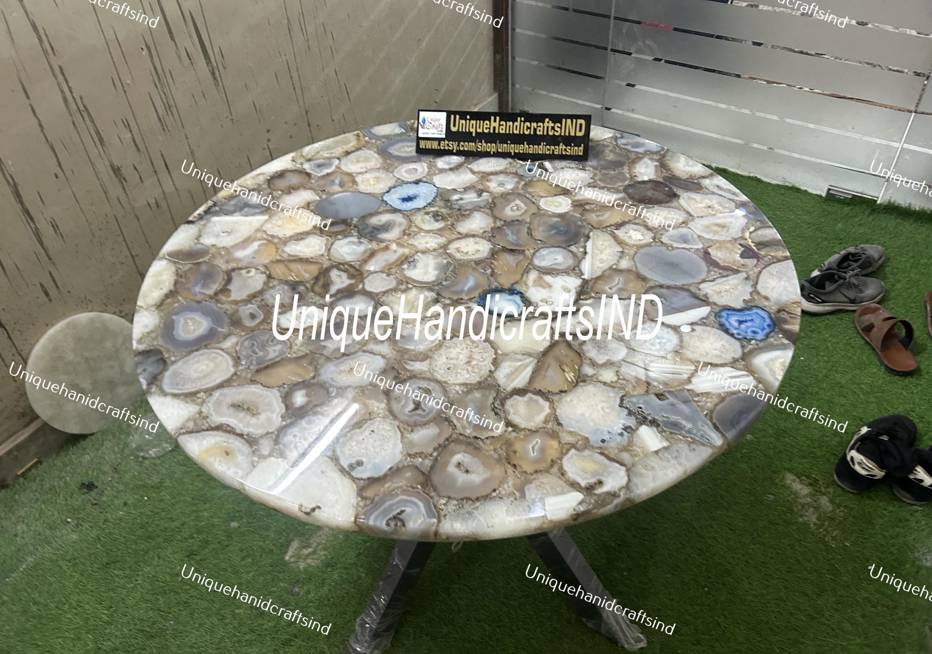 Mix Agate Stone Table, Small End Table, Agate Stone Table, Coffee Table, Unique Home Decor Unique Handicrafts IND