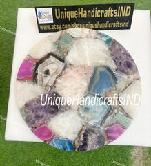 Buy PATIO TABLE, Handmade Mix Agate Stone Coffee Table, Custom Made Indoor & Outdoor Use – Garden, Patio, or Pool Area, Mid Century Table Unique Handicrafts IND