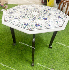 Buy Marble Coffee Table in Lapis Lazuli Pietradura Floral Arts Living Room Decorative Furniture  Gift For Her Wedding Unique Handicrafts IND