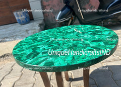 Green Marble Round Coffee Table Top, Stone Table, Luxury Stone Centerpiece Table, Home Decor Statement Piece, Gemstone Accent Furniture Unique Handicrafts IND
