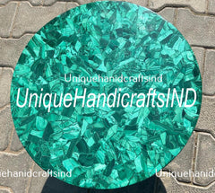 Green Marble Round Coffee Table Top, Stone Table, Luxury Stone Centerpiece Table, Home Decor Statement Piece, Gemstone Accent Furniture Unique Handicrafts IND