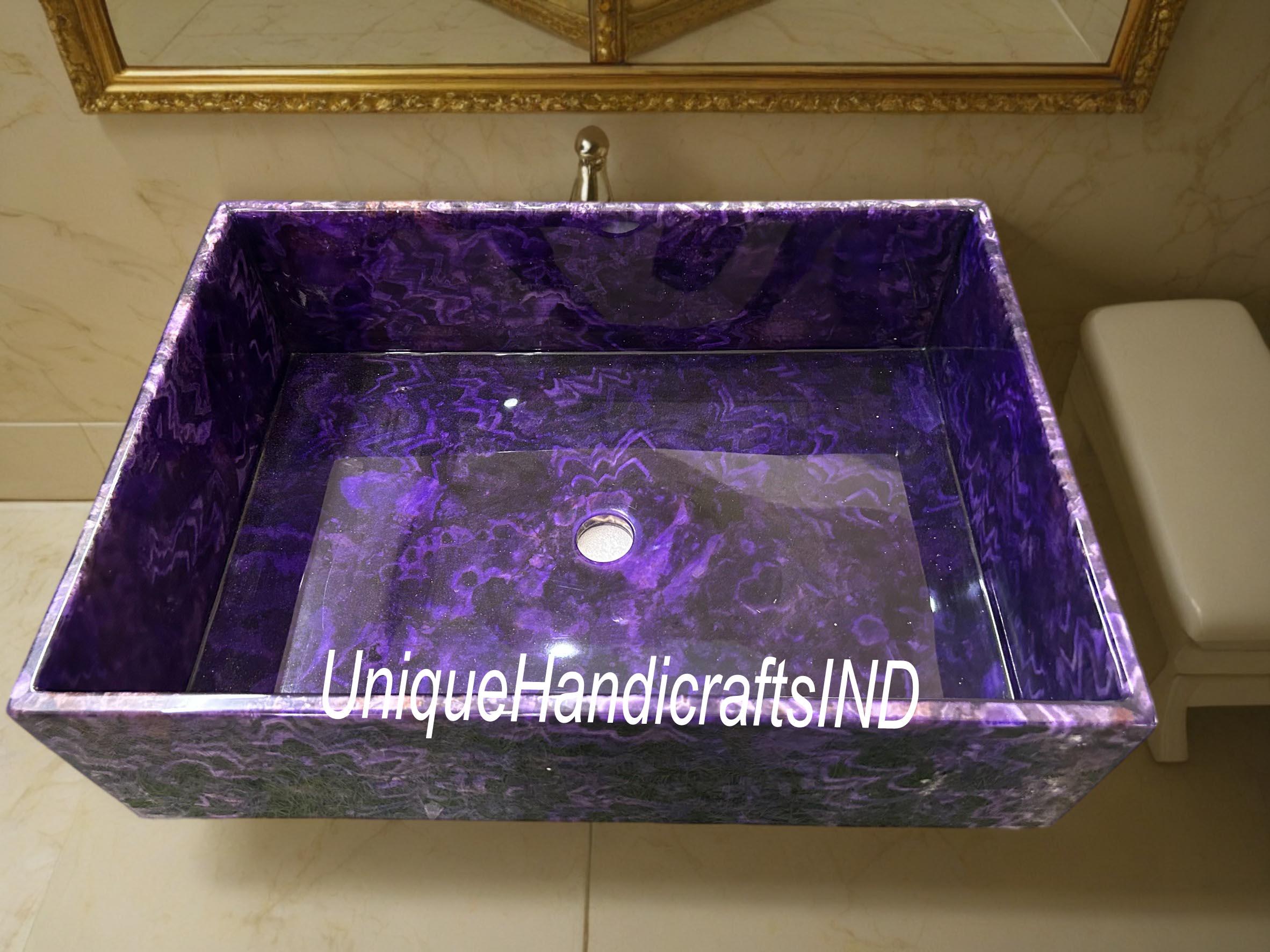 Sink wash Basin in Natural Amethyst  / Beautiful Natural Handmade Wash Basin Sink / Luxury Geode Amethyst Sink Home Decor Unique Handicrafts IND