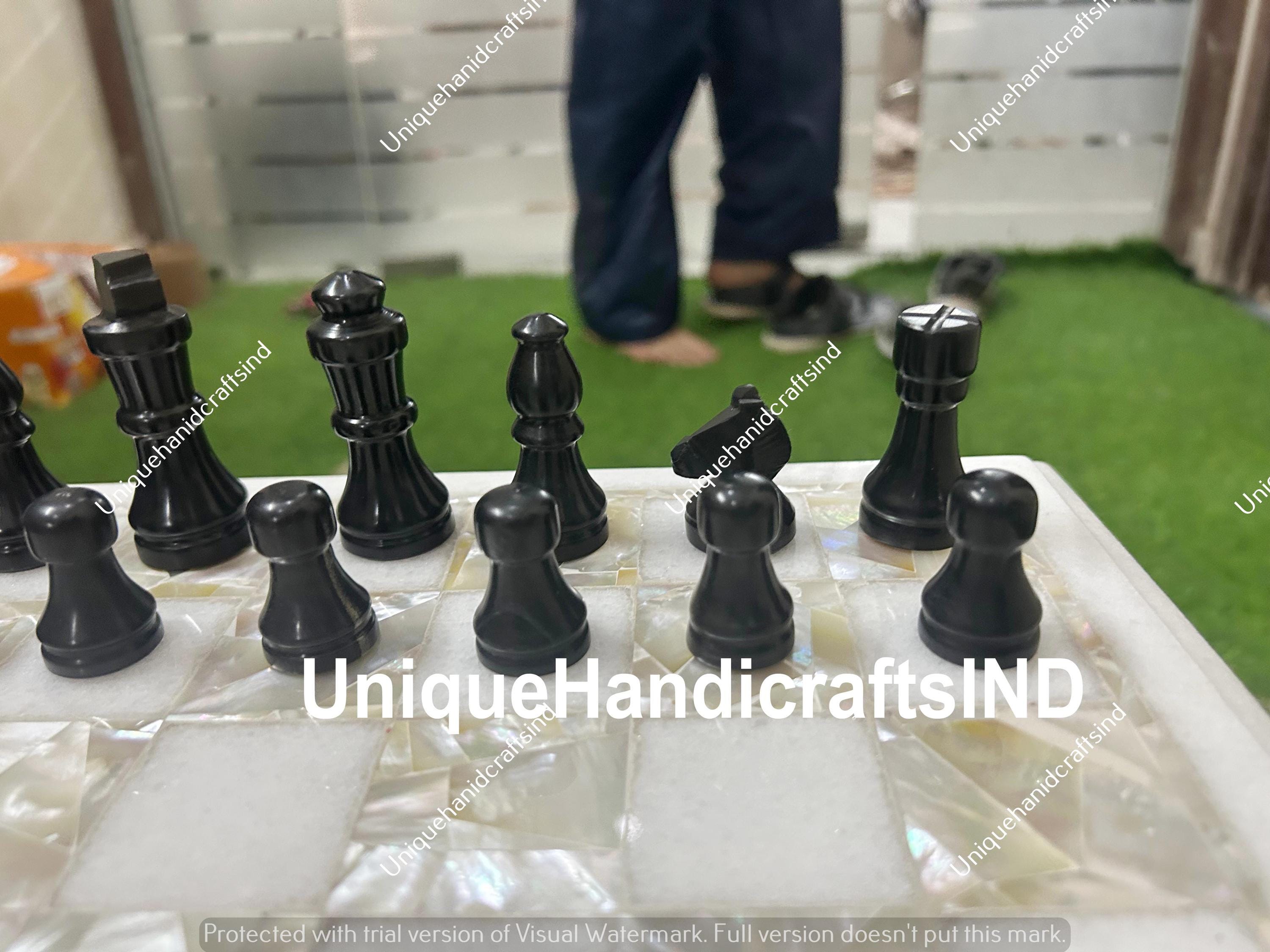 Stone Chess Board, Marble Chess Set, Inlay Chess Board, Mop Shell Chess Board, Stone Chess Board With Chess Pieces Christmas Gifts Unique Handicrafts IND