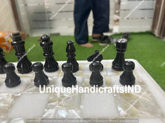 Stone Chess Board, Marble Chess Set, Inlay Chess Board, Mop Shell Chess Board, Stone Chess Board With Chess Pieces Christmas Gifts Unique Handicrafts IND