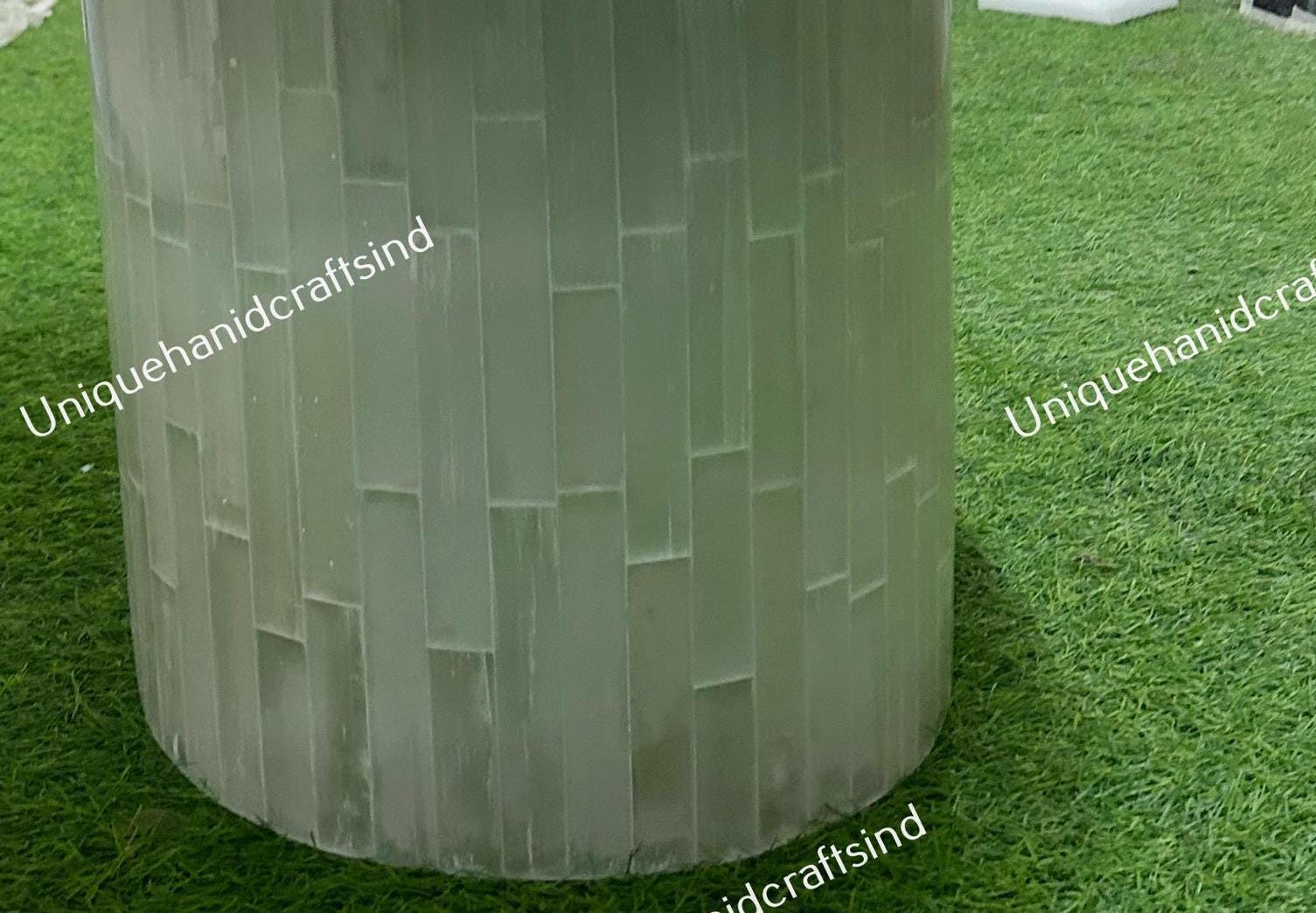 Buy Selenite Coffee Table With Selenite pedestal  Base , Sun Burst stone pattern , Selenite Gem stone Furniture  Arts Home Decor Furniture Unique Handicrafts IND