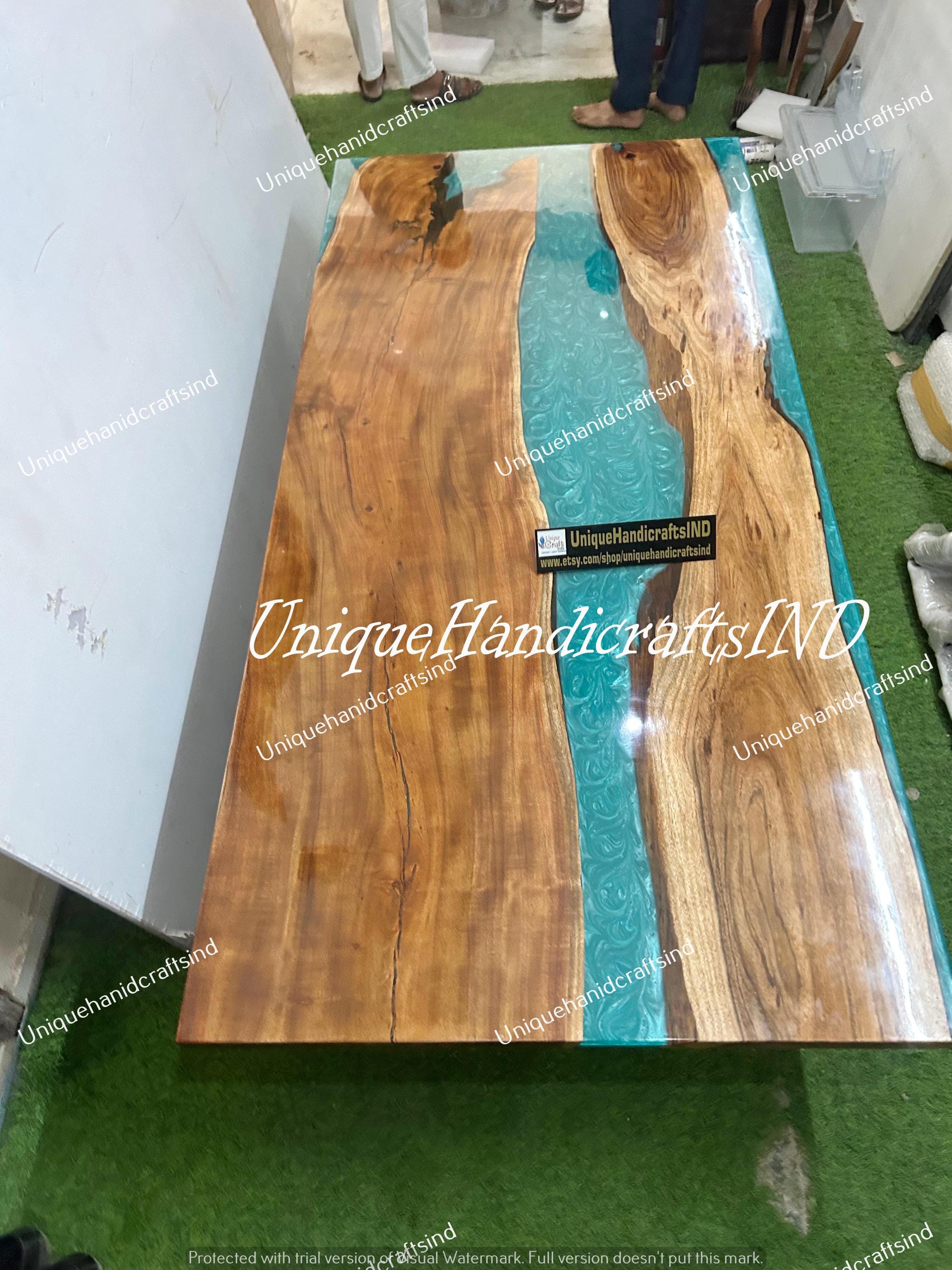 Handmade Epoxy Table - Live Edge Wood and Resin Table - Custom Dining Table, Coffee Table, River Table, Modern Home Decor, Rustic Furniture Unique Handicrafts IND