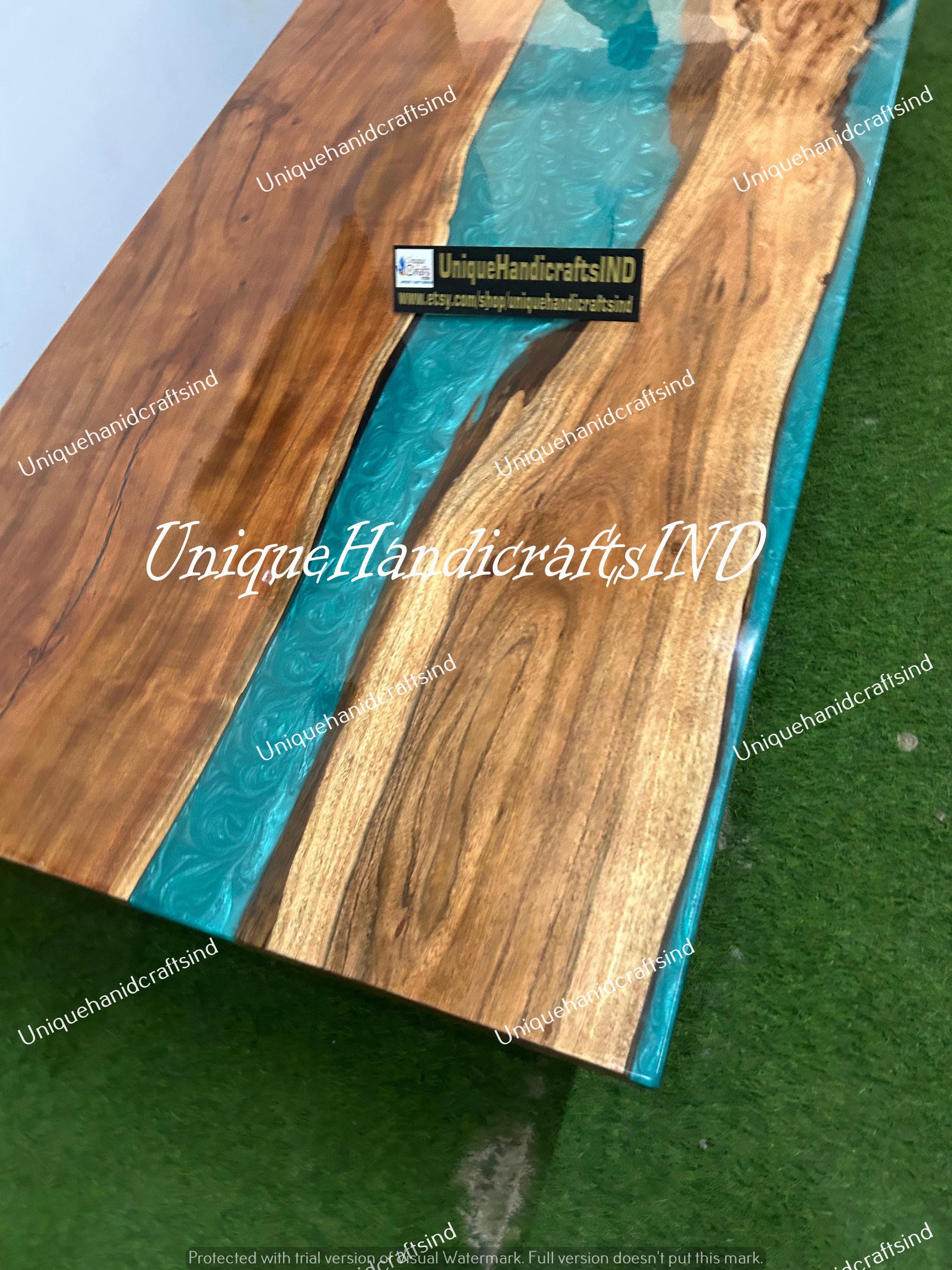 Handmade Epoxy Table - Live Edge Wood and Resin Table - Custom Dining Table, Coffee Table, River Table, Modern Home Decor, Rustic Furniture Unique Handicrafts IND