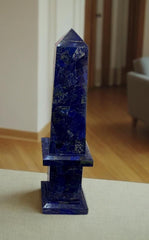 Customize Pair of 2 Monumental Marble Obelisks Lapis Lazuli Healing Metaphysical Meditation Powered Reiki Obelisk Tower For Garden Obelisks Unique Handicrafts IND