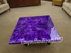 Amethyst Coffee Table Top Semi Precious gemstone Luxury Furniture for Home & Office Decor Unique Handicrafts IND