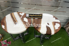 Custom Order Walnut White Epoxy Table - Live Edge - River Table- Coffee Table -Dining Table-  Office Table- Kitchen And Dining %100 HANDMADE Unique Handicrafts IND