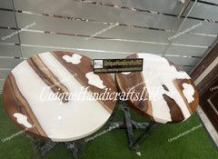 Custom Order Walnut White Epoxy Table - Live Edge - River Table- Coffee Table -Dining Table-  Office Table- Kitchen And Dining %100 HANDMADE Unique Handicrafts IND