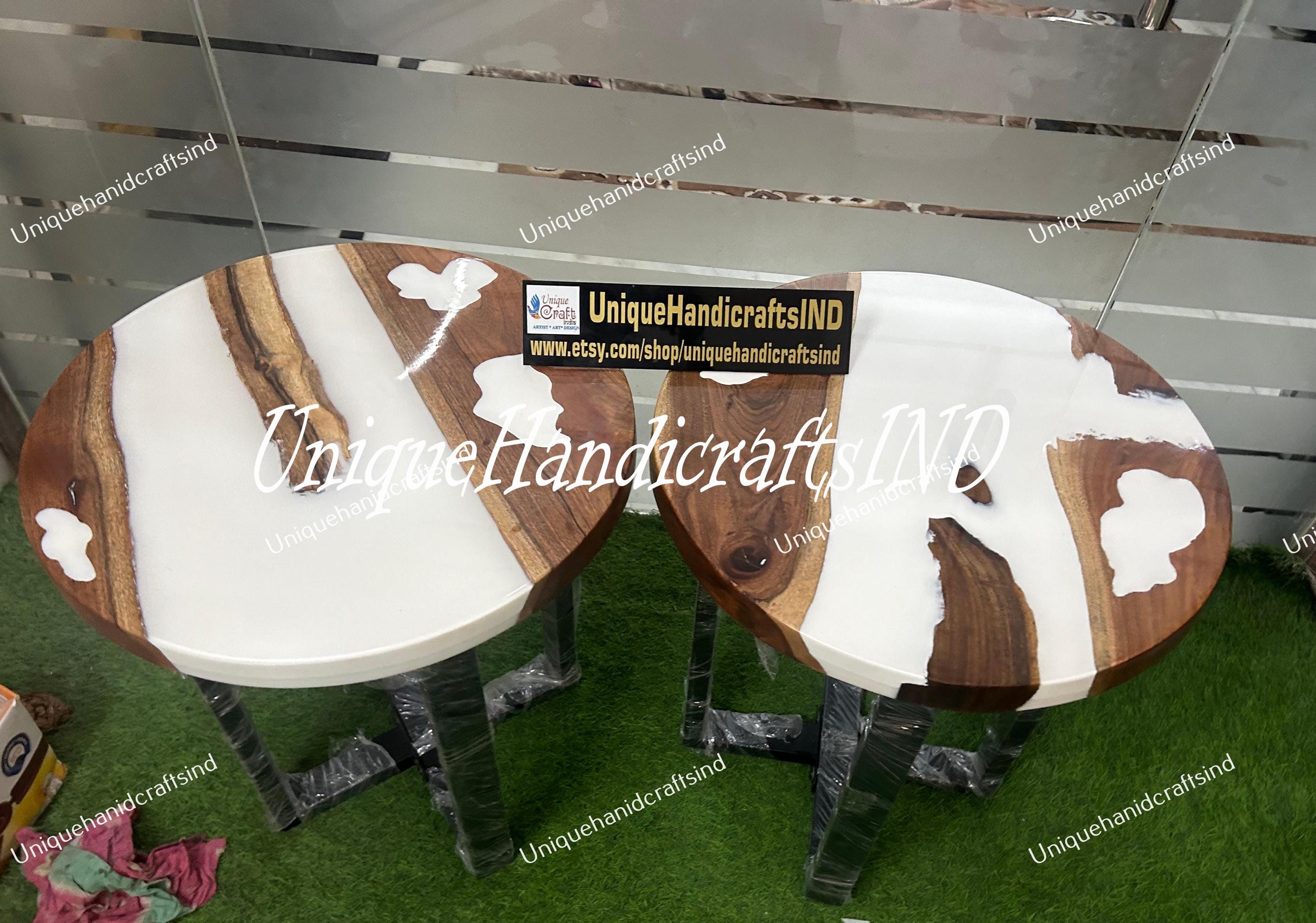 Custom Order Walnut White Epoxy Table - Live Edge - River Table- Coffee Table -Dining Table-  Office Table- Kitchen And Dining %100 HANDMADE Unique Handicrafts IND