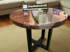 Ultra Clear Resin Epoxy Table, Coffee Table, Wooden Table, Clear Epoxy Table, River Epoxy Wood Table, Hand Made Table, Live Edge Table Unique Handicrafts IND