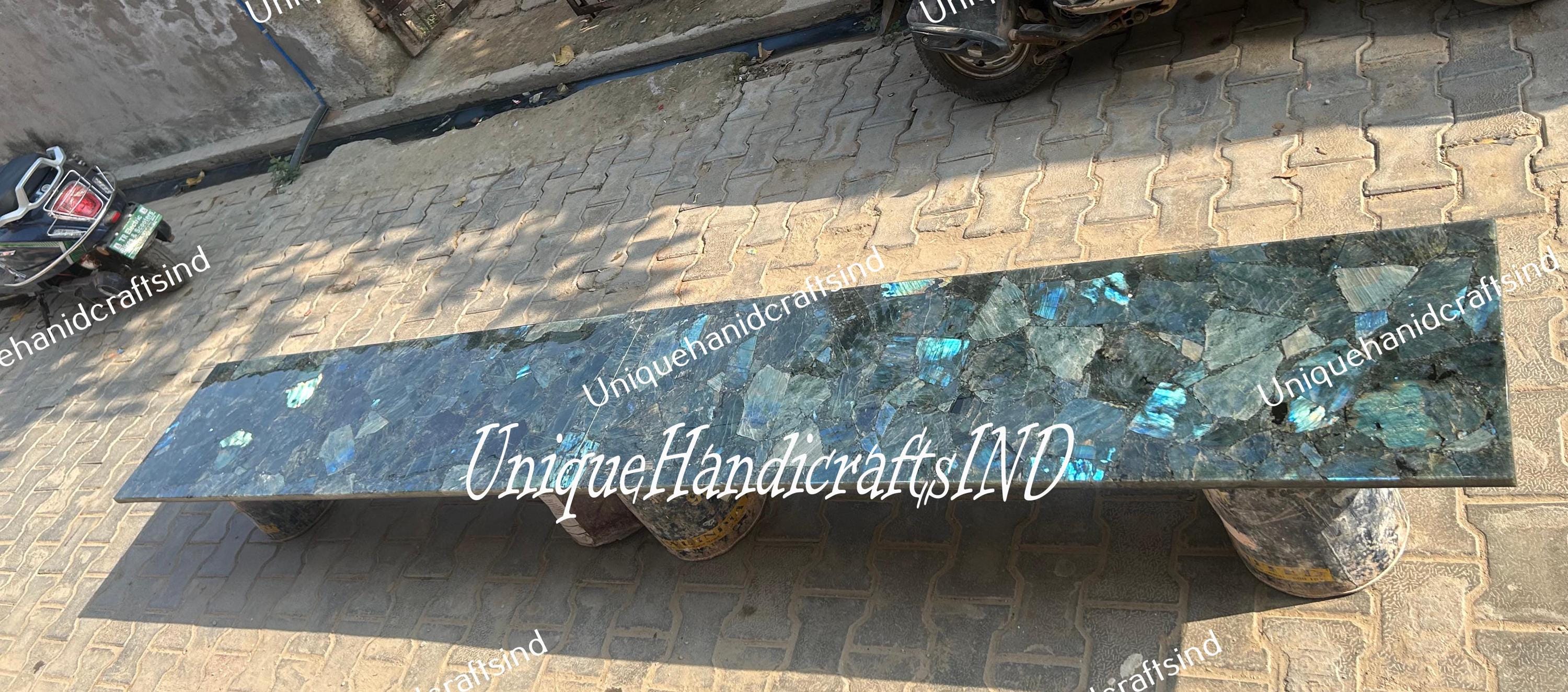 Labradorite Console Table Top Slab Handmade Agate Stone Kitchen Countertop Custom Handmade Living Room & Kitchen Decor Furniture Home Decor Unique Handicrafts IND