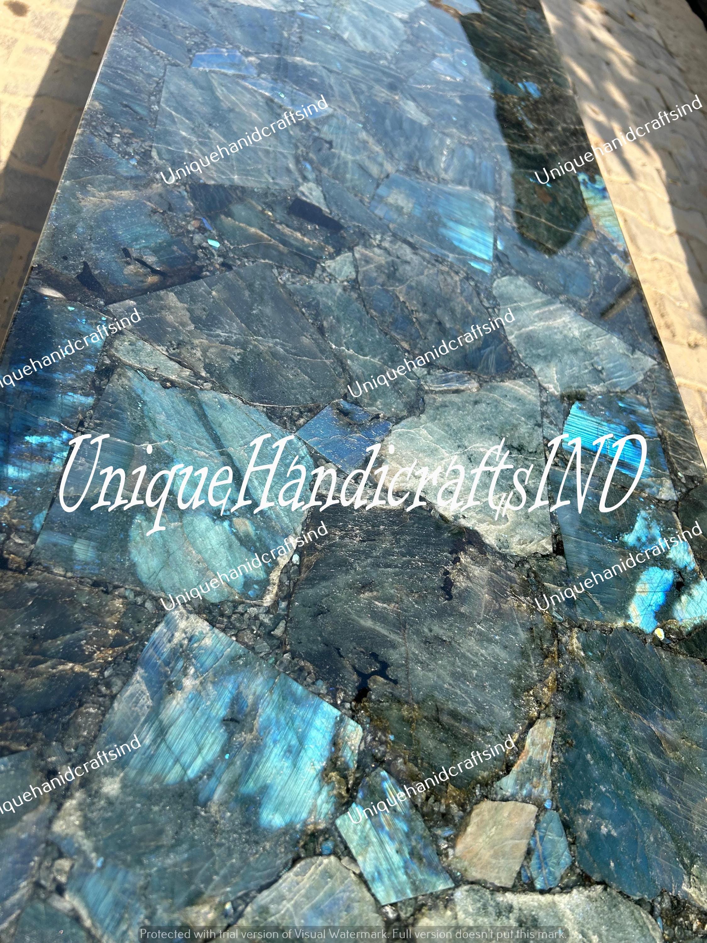 Labradorite Console Table Top Slab Handmade Agate Stone Kitchen Countertop Custom Handmade Living Room & Kitchen Decor Furniture Home Decor Unique Handicrafts IND