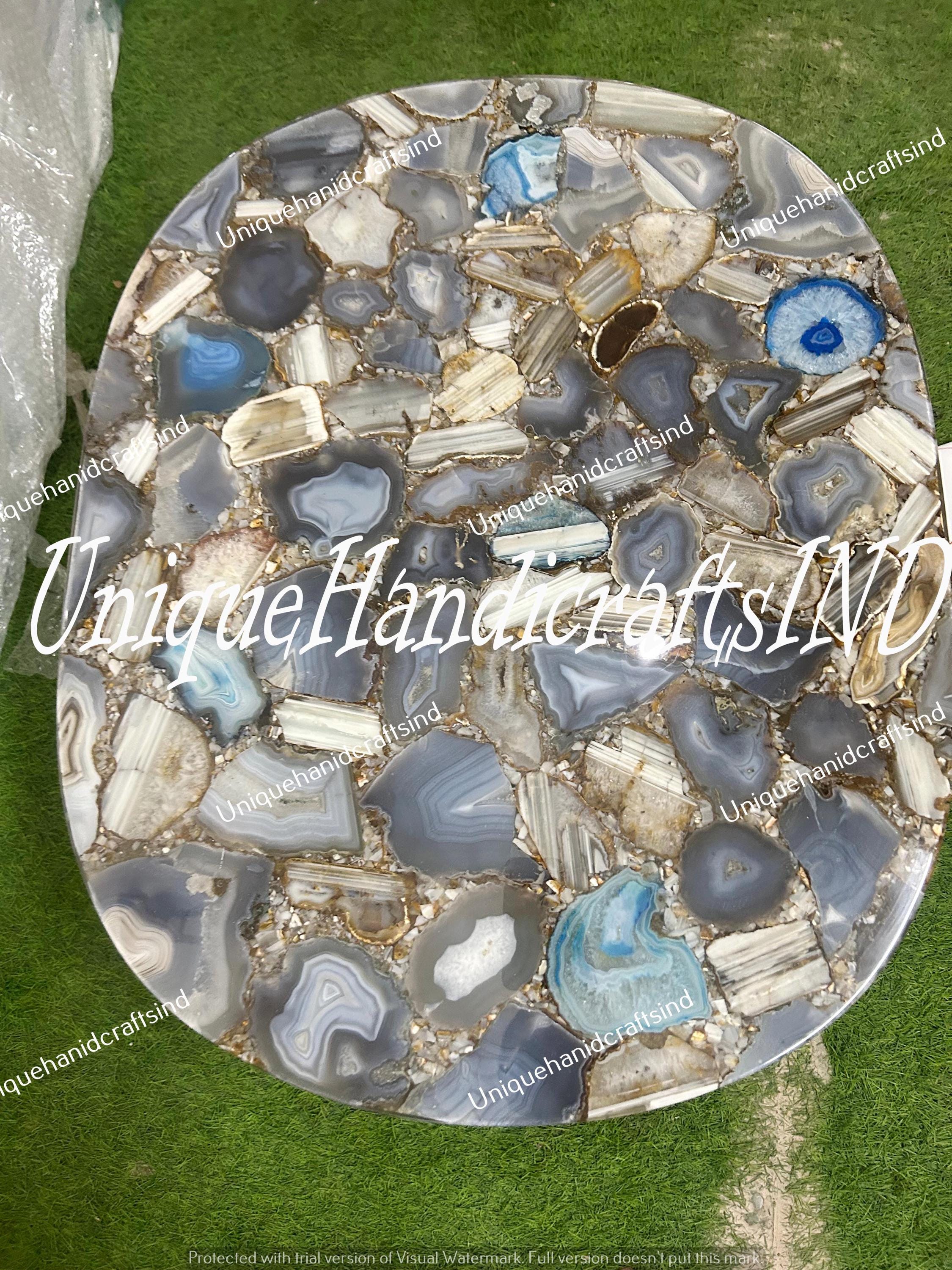 Kitchen and Dining Tables in Oval Shape Mix Agate Stone Coffee/Center/ Sofa Table Home Decor Mid Century Modern Furniture Gift For Her Unique Handicrafts IND