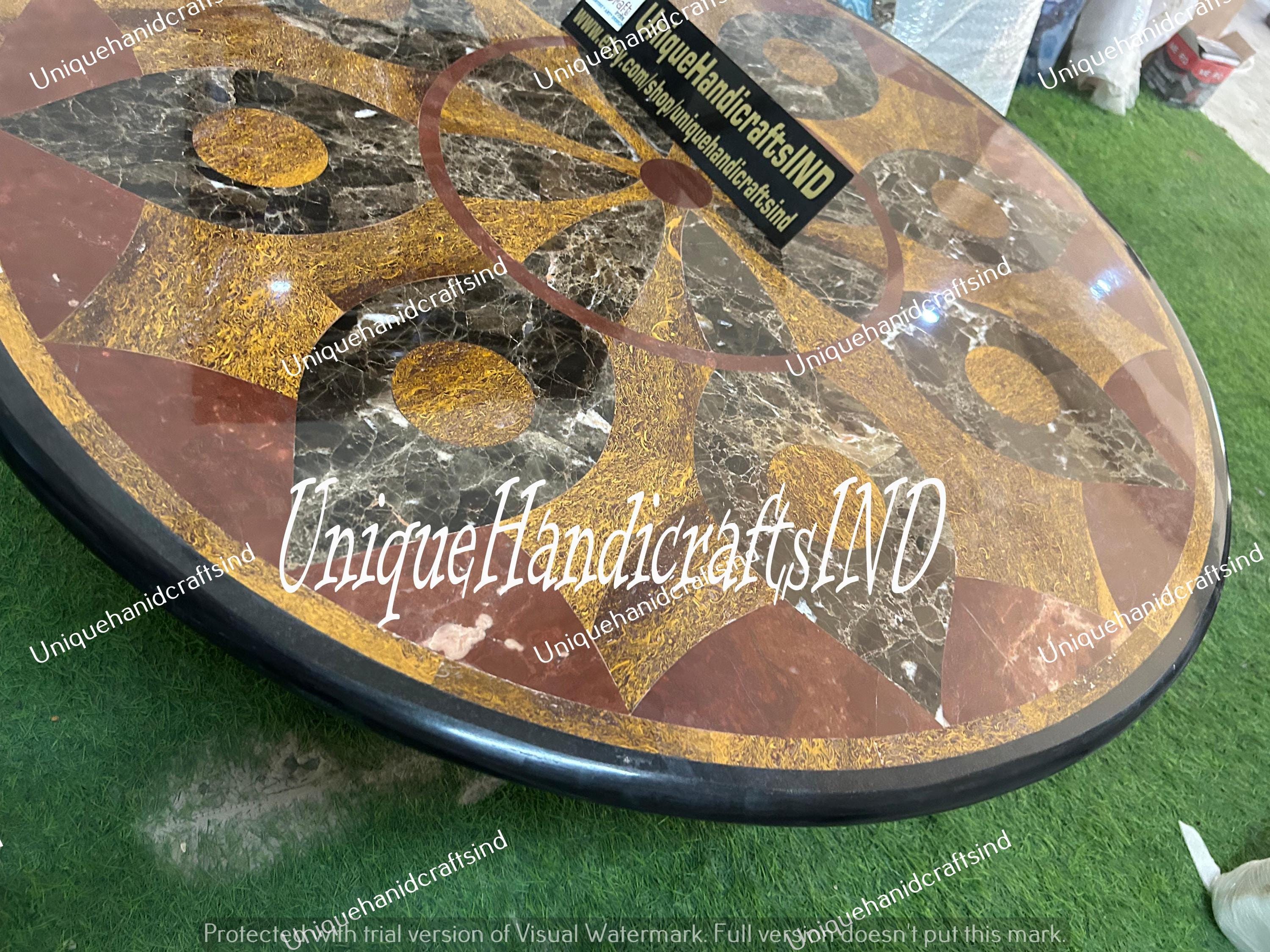 Home Decor Black Marble Coffee Table Top Semi Precious Inlay Stone Italian Arts Living room Furniture sale on Unique Handicrafts IND