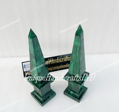 Exceptional Natural Malachite Obelisk / Pair Of Malachite Obelisks / Malachite Crystal Towers / Natural Healing Crystal Point Obelisk Gifts Unique Handicrafts IND