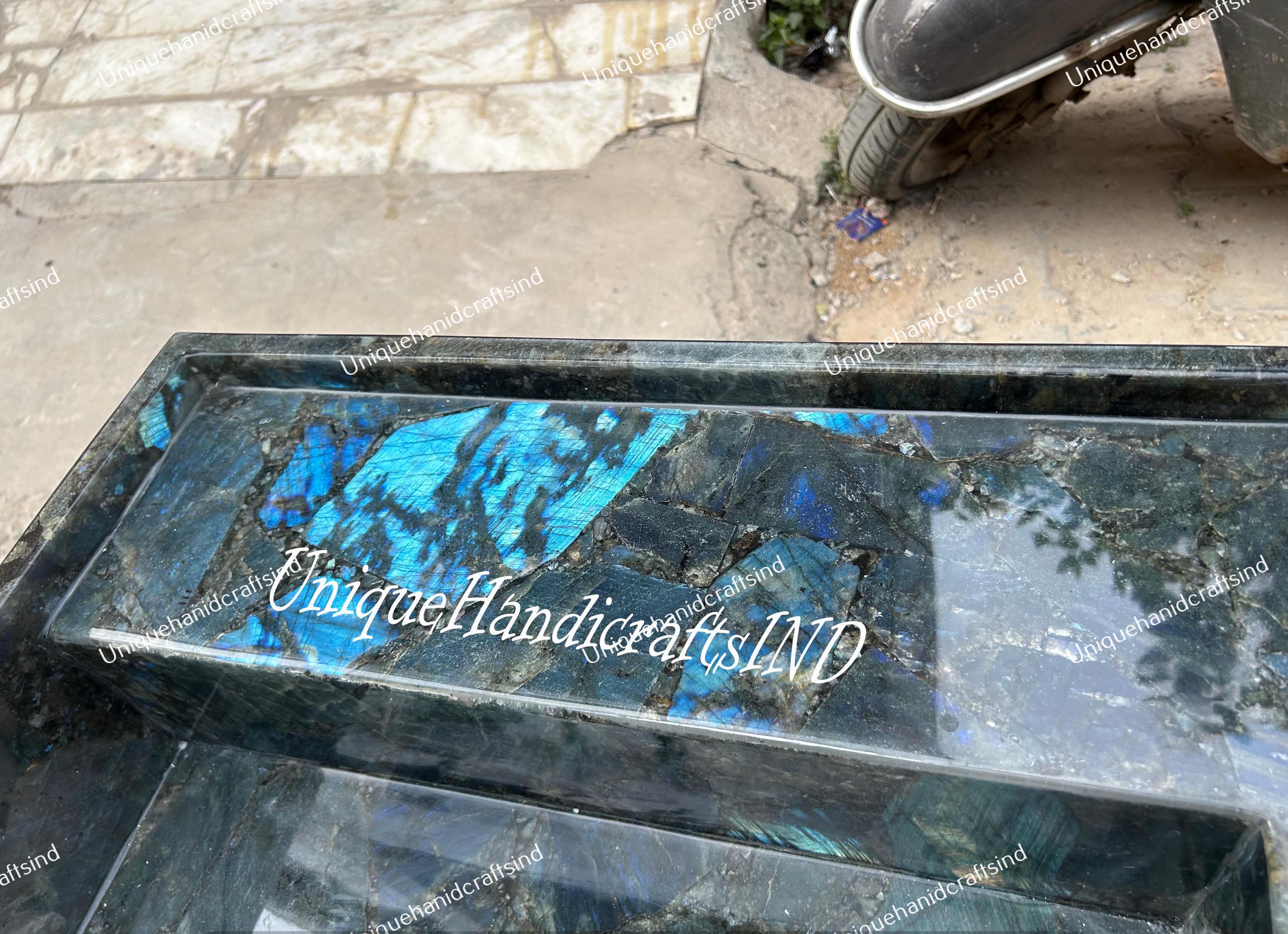 Labradorite Stone Sink -  Gem Stone Geometrical Design Washbasin, Unique Vessel Bathroom & Kitchen Decor, Natural Stone Accessory Unique Handicrafts IND