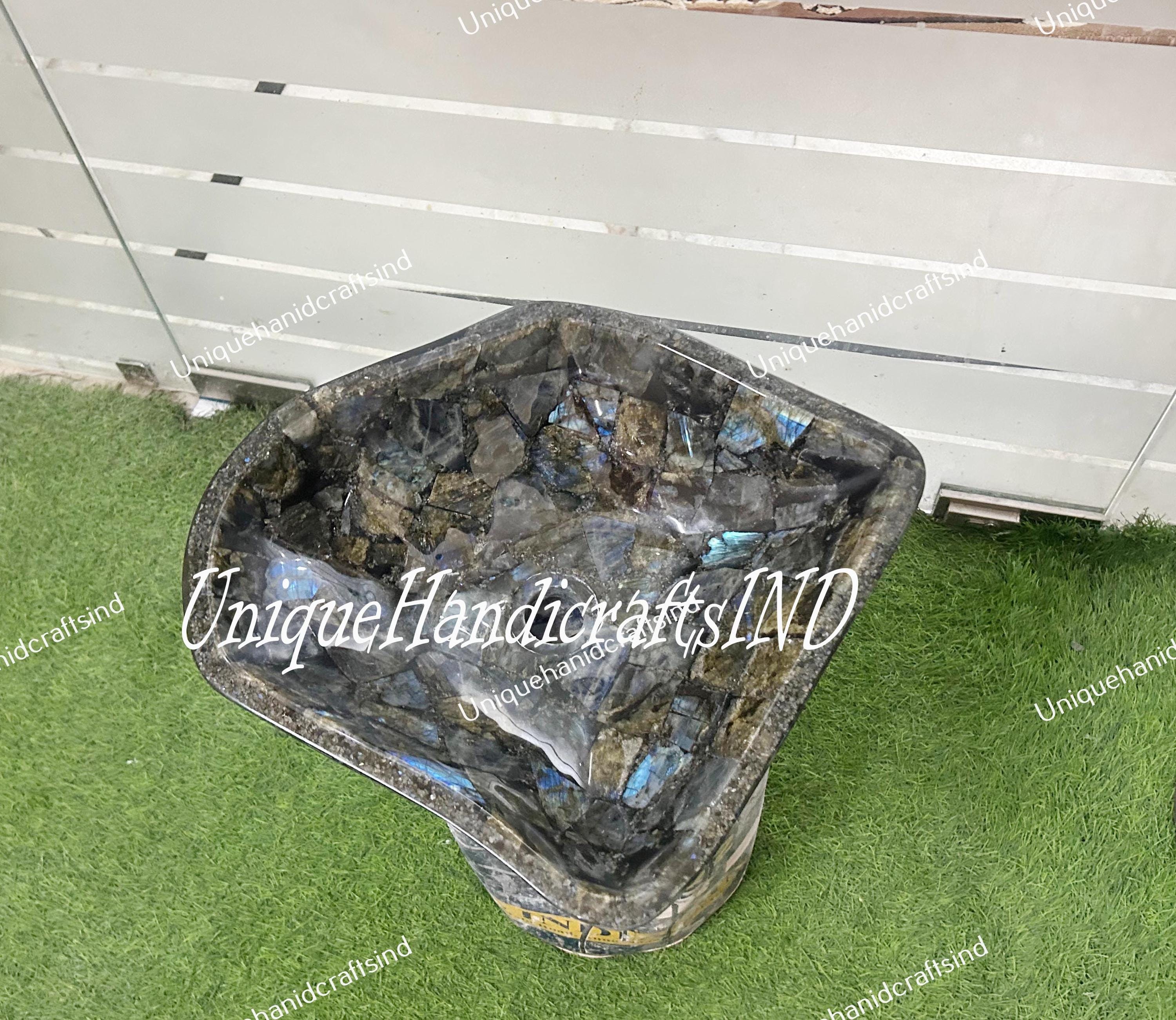 Labradorite stone sink, Labradorite wash basin, Gemstone Sink, Semi precious sink, Live Edge Art  Handmade Vanity Sink, Basin Bathroom Sink Unique Handicrafts IND