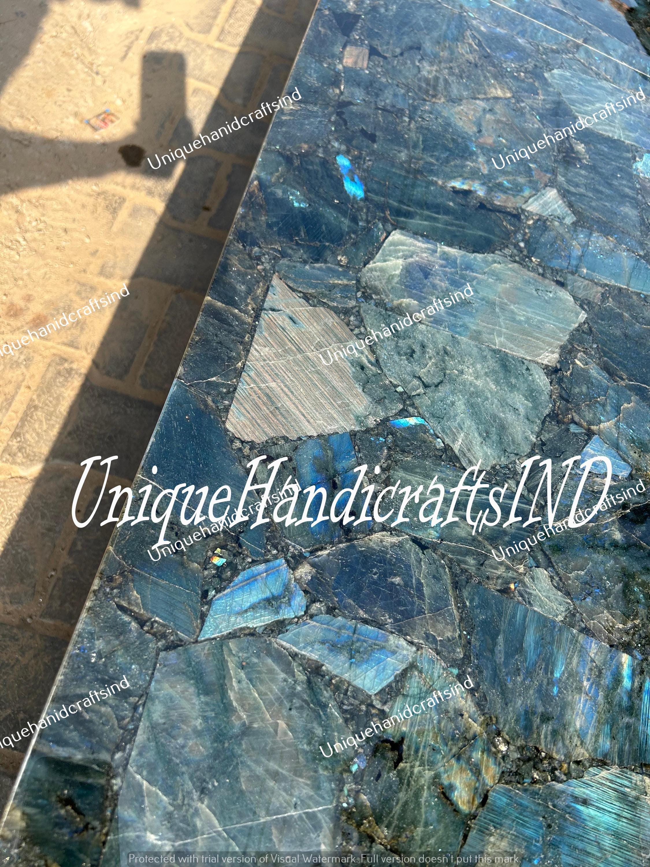 Labradorite Console Table Top Slab Handmade Agate Stone Kitchen Countertop Custom Handmade Living Room & Kitchen Decor Furniture Home Decor Unique Handicrafts IND