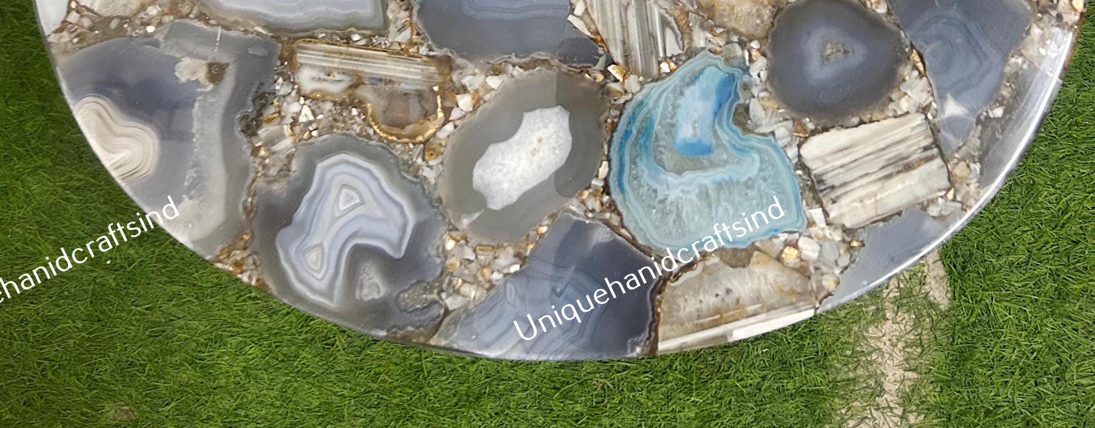 Kitchen and Dining Tables in Oval Shape Mix Agate Stone Coffee/Center/ Sofa Table Home Decor Mid Century Modern Furniture Gift For Her Unique Handicrafts IND