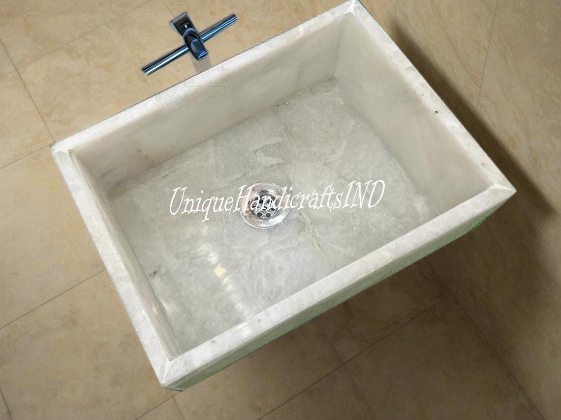 Vanity Sink in Quartz Agate for Bathroom, Kitchen, Hotel, Restaurant Decor Interior Unique Handicrafts IND