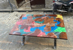 Colorful Epoxy Resin Table – Unique Handcrafted Piece for Your Living Room Unique Handicrafts IND