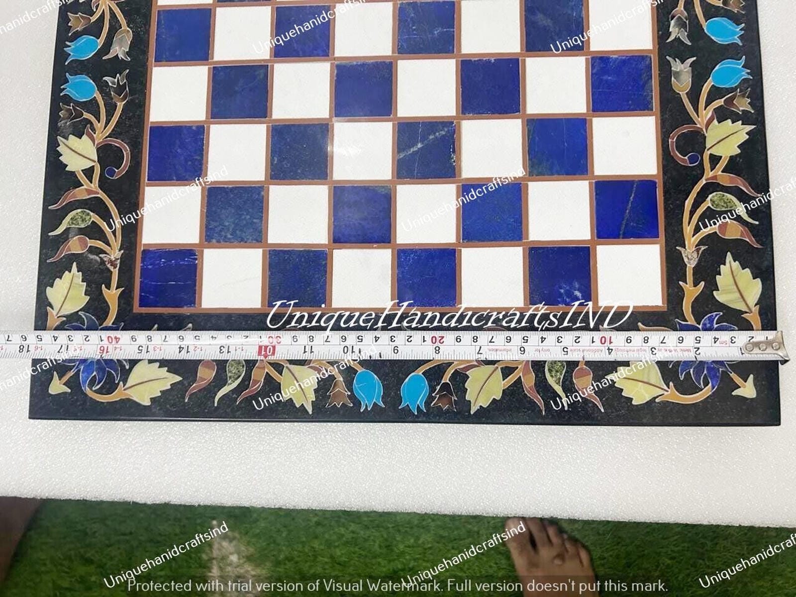Luxury Marble Chess Board with Semi-Precious Stone Inlay – Handcrafted Floral Art Game Set Best Christmas Gifts For Chess Lovers Unique Handicrafts IND