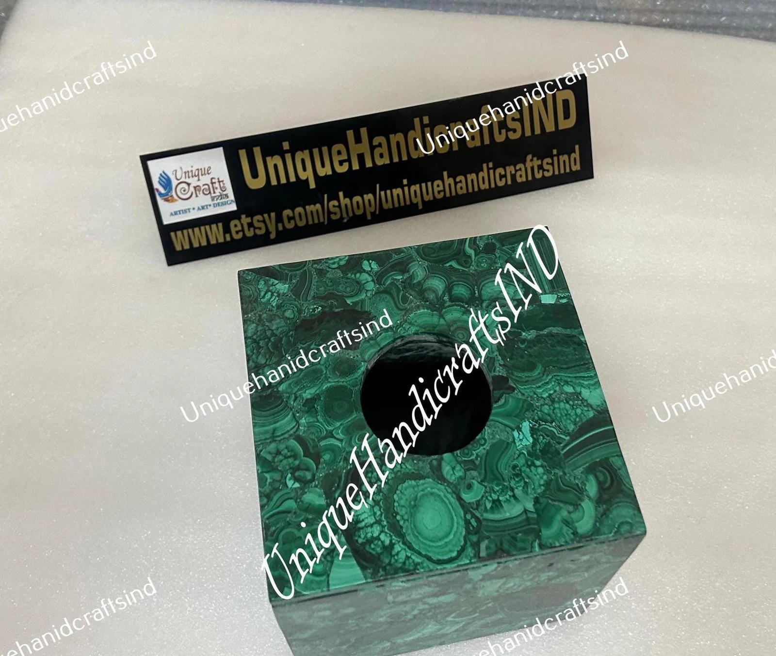 Green Malachite Tissue Box – Luxurious Gemstone Design, Elegant Tissue Holder, Handmade Natural Stone Home Decor, Unique Bathroom Decor Unique Handicrafts IND