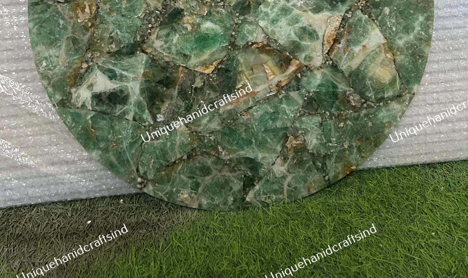 Gemstone Round Coffee Table – Handmade Natural Stone Table, Luxury Accent Furniture, Unique Home Decor, Modern Gemstone Coffee Table Unique Handicrafts IND