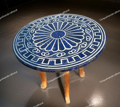 Lapis Lazuli Table Top – Luxury Blue Gemstone Furniture – Unique Handmade Stone Accent Table Unique Handicrafts IND