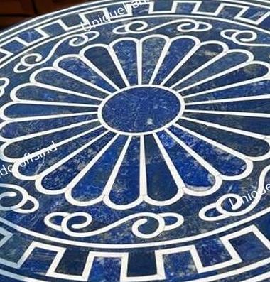 Lapis Lazuli Table Top – Luxury Blue Gemstone Furniture – Unique Handmade Stone Accent Table Unique Handicrafts IND