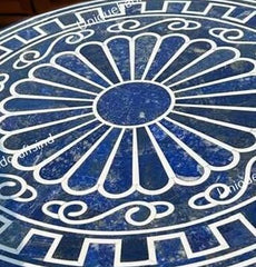 Lapis Lazuli Table Top – Luxury Blue Gemstone Furniture – Unique Handmade Stone Accent Table Unique Handicrafts IND
