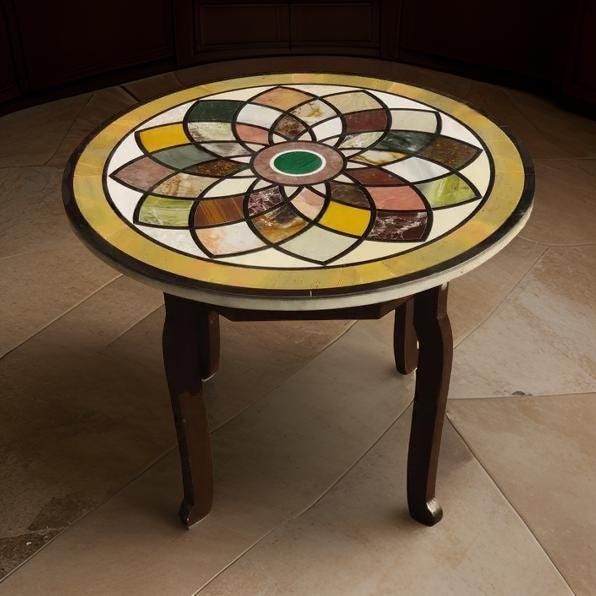 White Marble Coffee Table – Handmade Mosaic with Semi-Precious Stone Inlay Art, Luxury Home Decor Unique Handicrafts IND