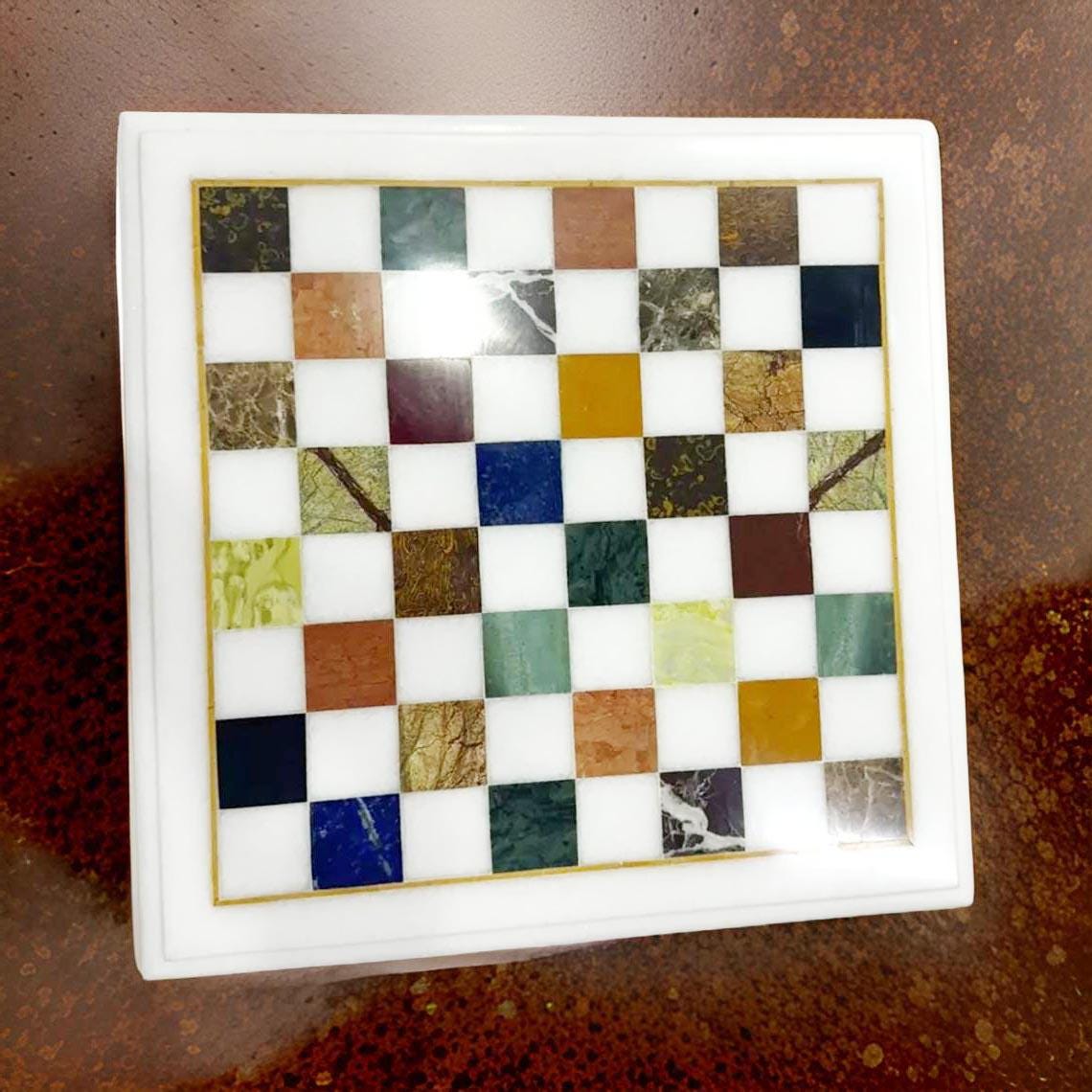 Marble Inlay Chess Set | Unique Handcrafted Chess Set | Luxury Stone Chess Board & Pieces Unique Handicrafts IND
