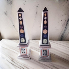 Handcrafted Marble Obelisk – Healing Stone Sculpture, Egyptian Style Decor Unique Handicrafts IND