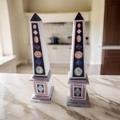 Handcrafted Marble Obelisk – Healing Stone Sculpture, Egyptian Style Decor Unique Handicrafts IND