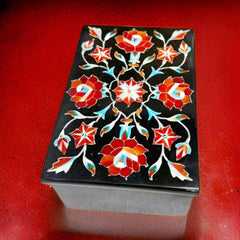 Elegant Marble Jewelry Box – Semi-Precious Stone Inlay, Antique Jewelry Storage Unique Handicrafts IND