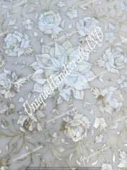 Marble Coffee Table Top with Mother of Pearl Inlay - Handmade Floral Marquetry Stone Art, Luxury Home Decor, Unique Furniture Coffee Table Unique Handicrafts IND