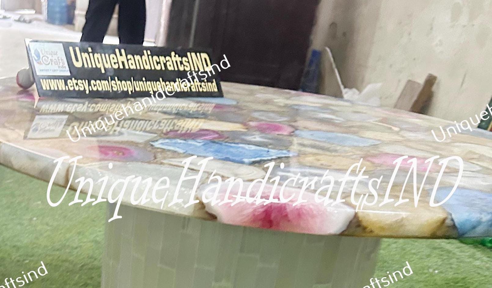 Luxury Mixed Agate Stone Coffee Table – Elegant Living Room Centerpiece Unique Handicrafts IND