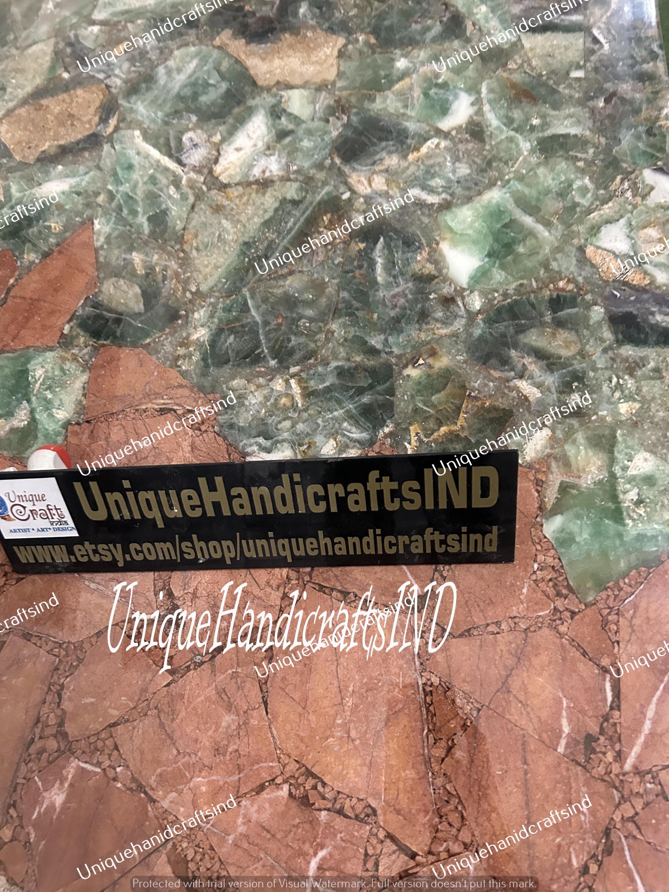Rainbow Fluorite Quartz Crystal Coffee Table | Luxury Kitchen & Dining Countertop Slabs Unique Handicrafts IND