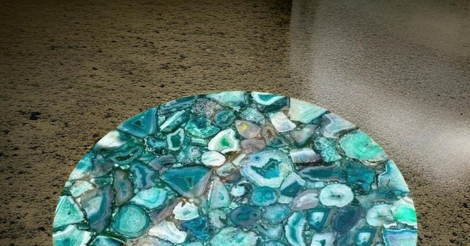 Green Agate Stone Coffee Table | Gemstone Table | Luxury Quartz Slab Furniture | Handmade Stone Top Table | Unique Home Decor Unique Handicrafts IND