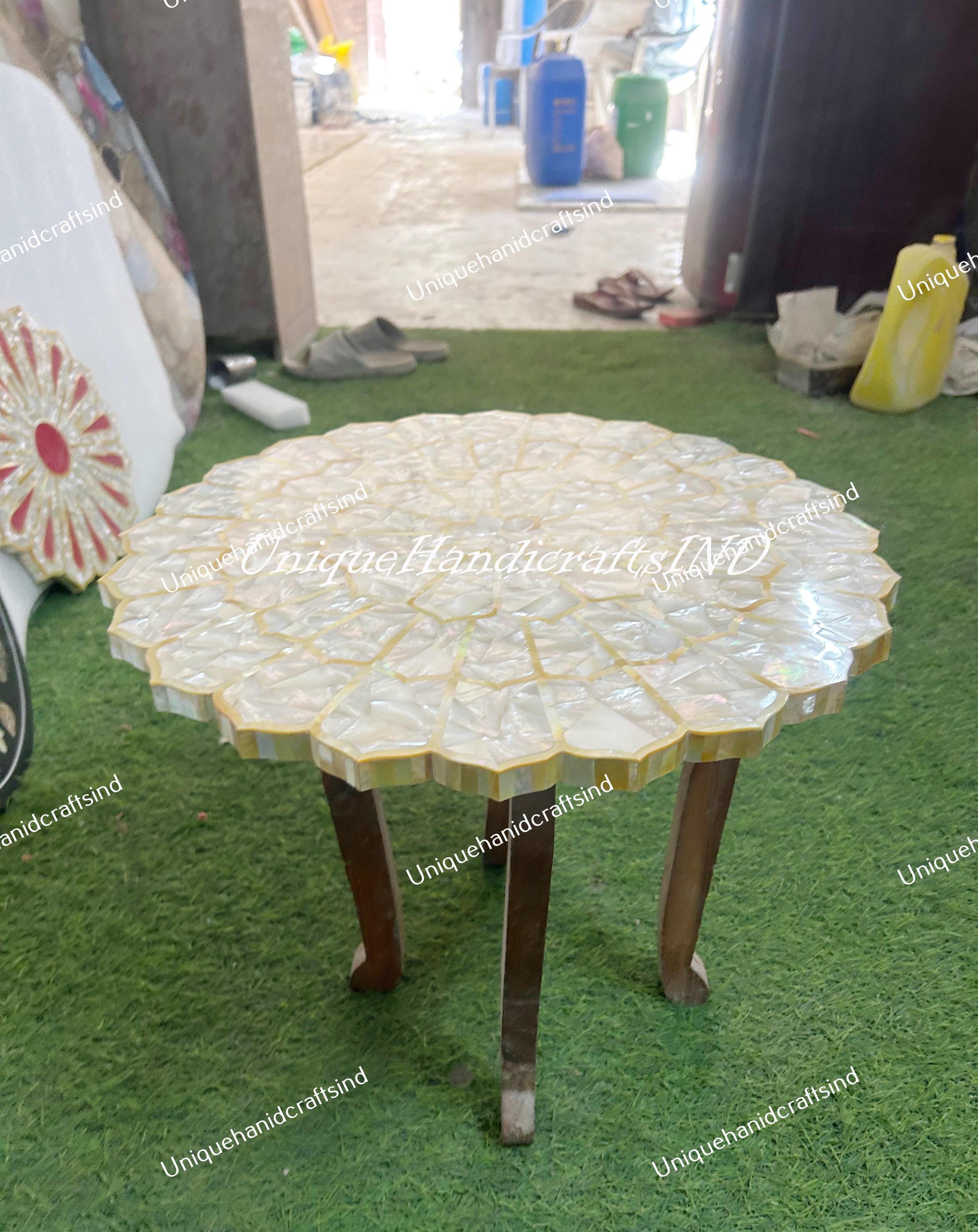 Mother of Pearl Inlay Table / Elegant Handmade Side or Coffee Table Unique Design Unique Handicrafts IND